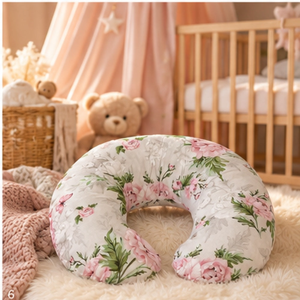 Baby Feeding Pillow + Removable Cover Cotton Newborn Peony and Butterflies
