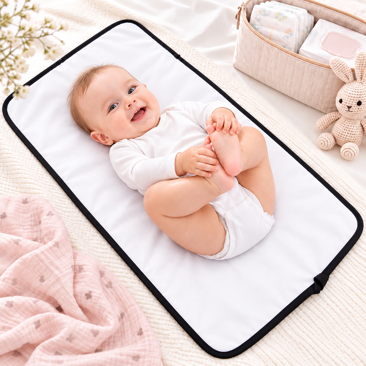 Portable Baby Changing Mat  Waterproof, Reversible & Foldable Travel Nappy Changing Pad (Orange)