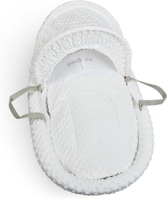 Luxury Moses Basket Padded Wicker Baby Full Set Rocking Grey Handle/White - MyHappy Baby