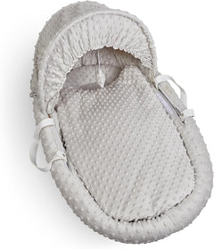 Luxury Moses Basket Padded Wicker Baby Full Set Rocking Stand White Handle/Grey - MyHappy Baby
