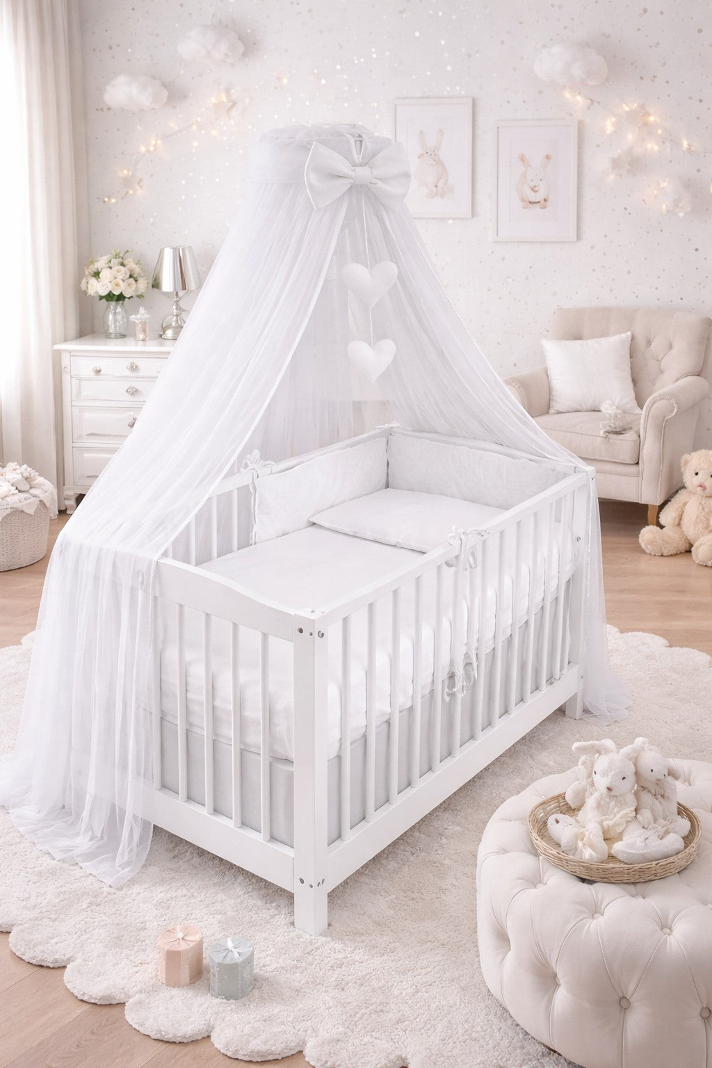 10Pcs Baby Bedding Set 100% Cotton Fit Cot 120x60cm White