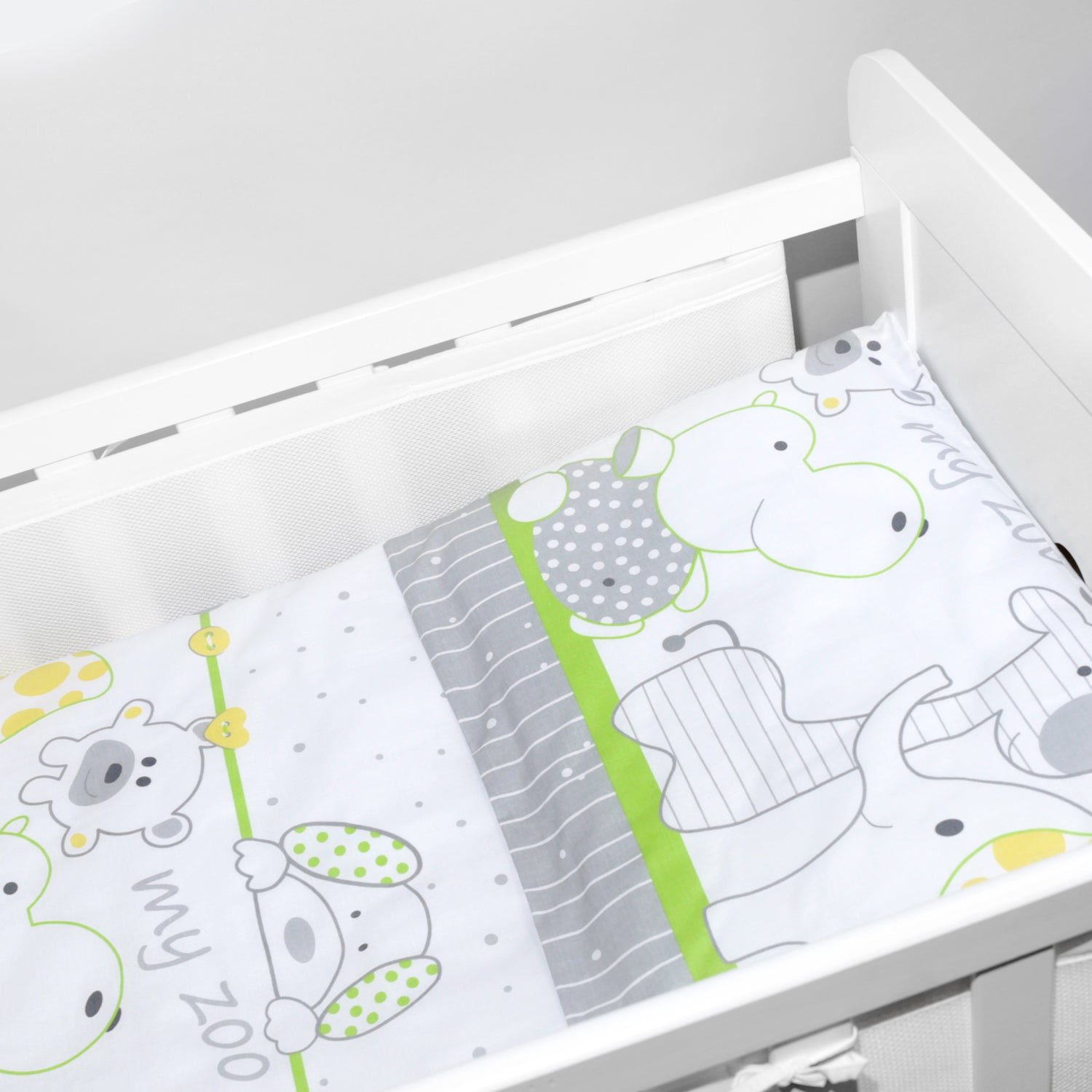 Baby Cot Bedding Set 3Pc Fit Cot 120x60cm Zoo Green