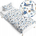 100% Organic Cotton Bedding Set – 140x200 cm Duvet Cover for Single Bed Ocean Deep