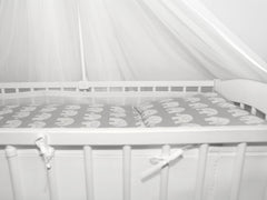 Baby Cot Bedding Set 9pc Fit Cot 120x60cm Elephants Grey - MyHappy Baby