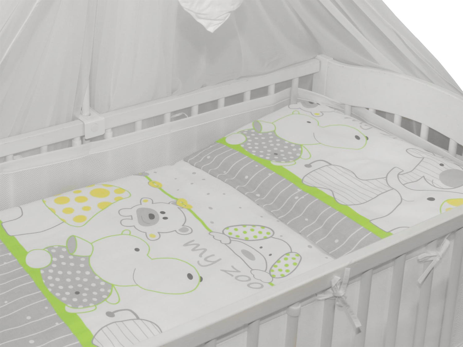 Baby Cot Bedding Set 9pc Fit Cot 120x60cm Zoo Green