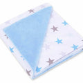 Baby Kids Blanket Reversible Soft Double Sided 100x100 Blue/Grey Blue Stars