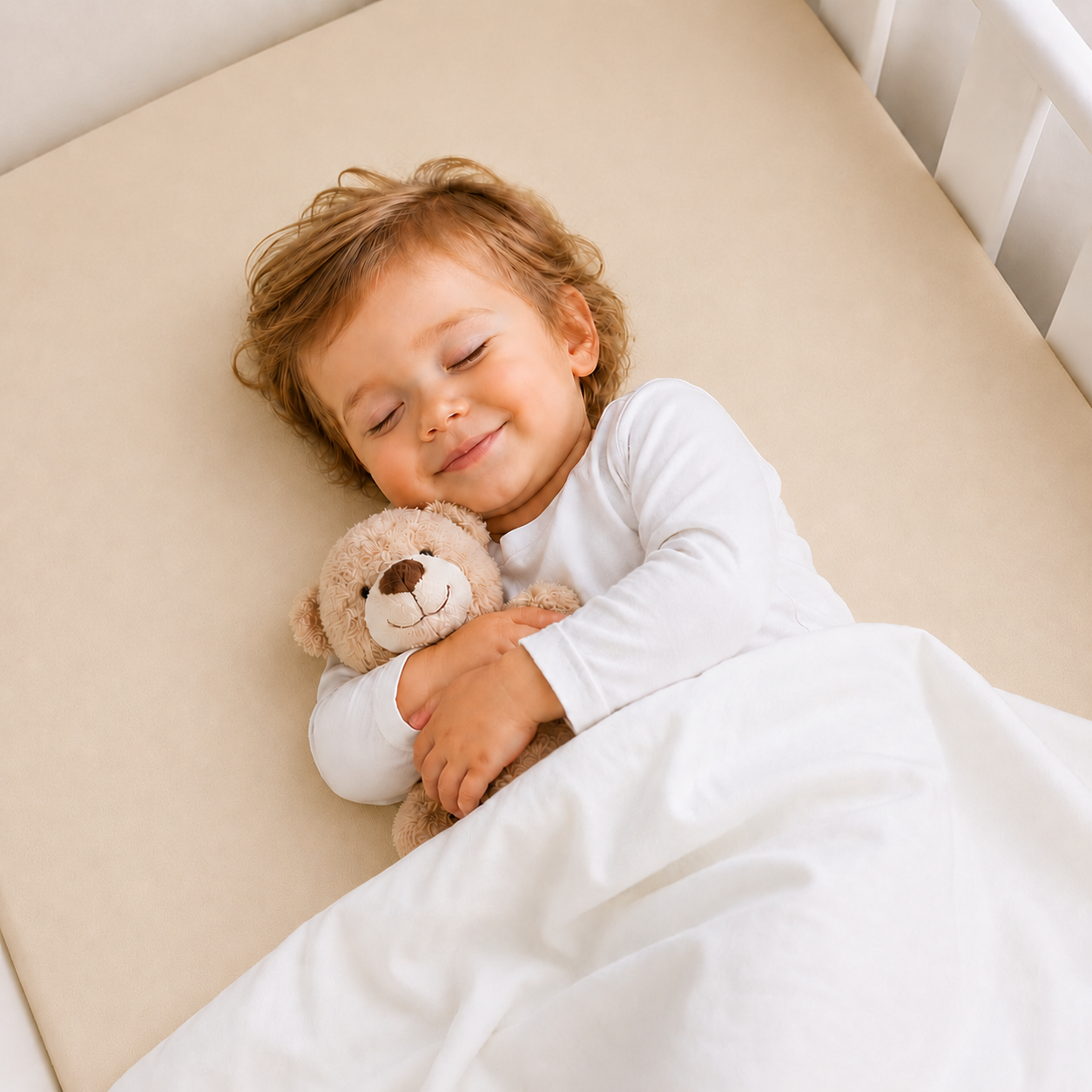 BABYMAM 4 Pack Cot Fitted Sheets 120x60 cm, 100% Organic Jersey Cotton Baby Cot Sheets, Soft Breathable Baby Bedding, Elasticated Mattress Covers (Beige)