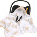 Baby Car Seat Hooded Blanket Double-sided Swaddle Wrap Beige/ Clouds