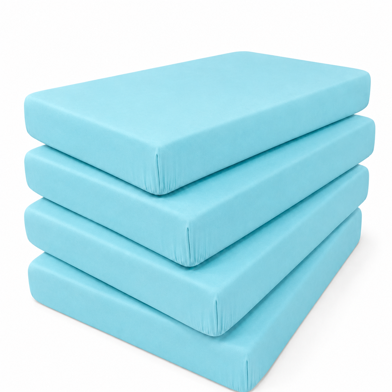 BABYMAM 4 Pack Cot Fitted Sheets 120x60 cm, 100% Organic Jersey Cotton Baby Cot Sheets, Soft Breathable Baby Bedding, Elasticated Mattress Covers (Blue)