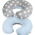 Baby Feeding Pillow Dimple Nursing Breastfeeding Pregnancy Pillow+Cover Blue/ Big white stars on grey