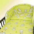 Baby Padded Bumper fit Cot 190cm long 100% Cotton Puppy Green