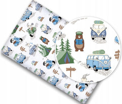 Fitted sheet 100% cotton printed design for baby crib 90x40cm Camping - MyHappy Baby