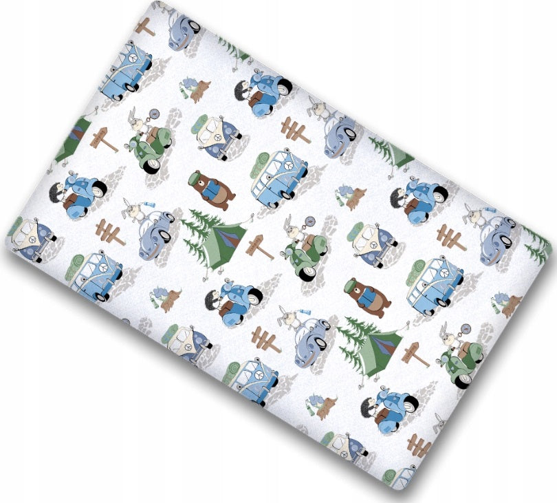 Fitted sheet 100% cotton printed design for baby crib 90x40cm Camping