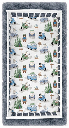 Baby Fitted Toddler Bed Sheet Printed 100% Cotton Mattress 160x80cm Camping - MyHappy Baby