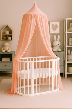 BABYMAM Snoa Oval Baby Cot – White Convertible Crib with Mattress - MyHappy Baby