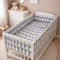 Baby Bedding Set 6pc All-round Fit Cot bed 140x70cm Elephants Grey