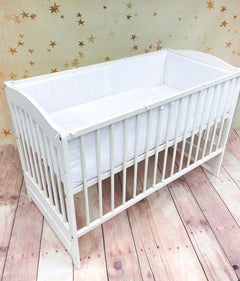 Baby Bedding Set 120x60cm 6pc All-round Bumper Fit Cot 100% Cotton White - MyHappy Baby