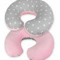Baby Feeding Pregnancy Pillow Cover Newborn Nursing Dimple Pink/ small white stars on grey
