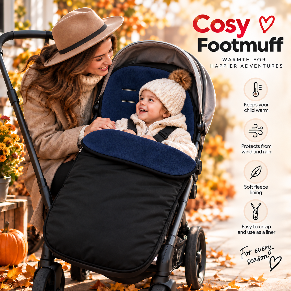 Universal Footmuff Black/ Dark Blue
