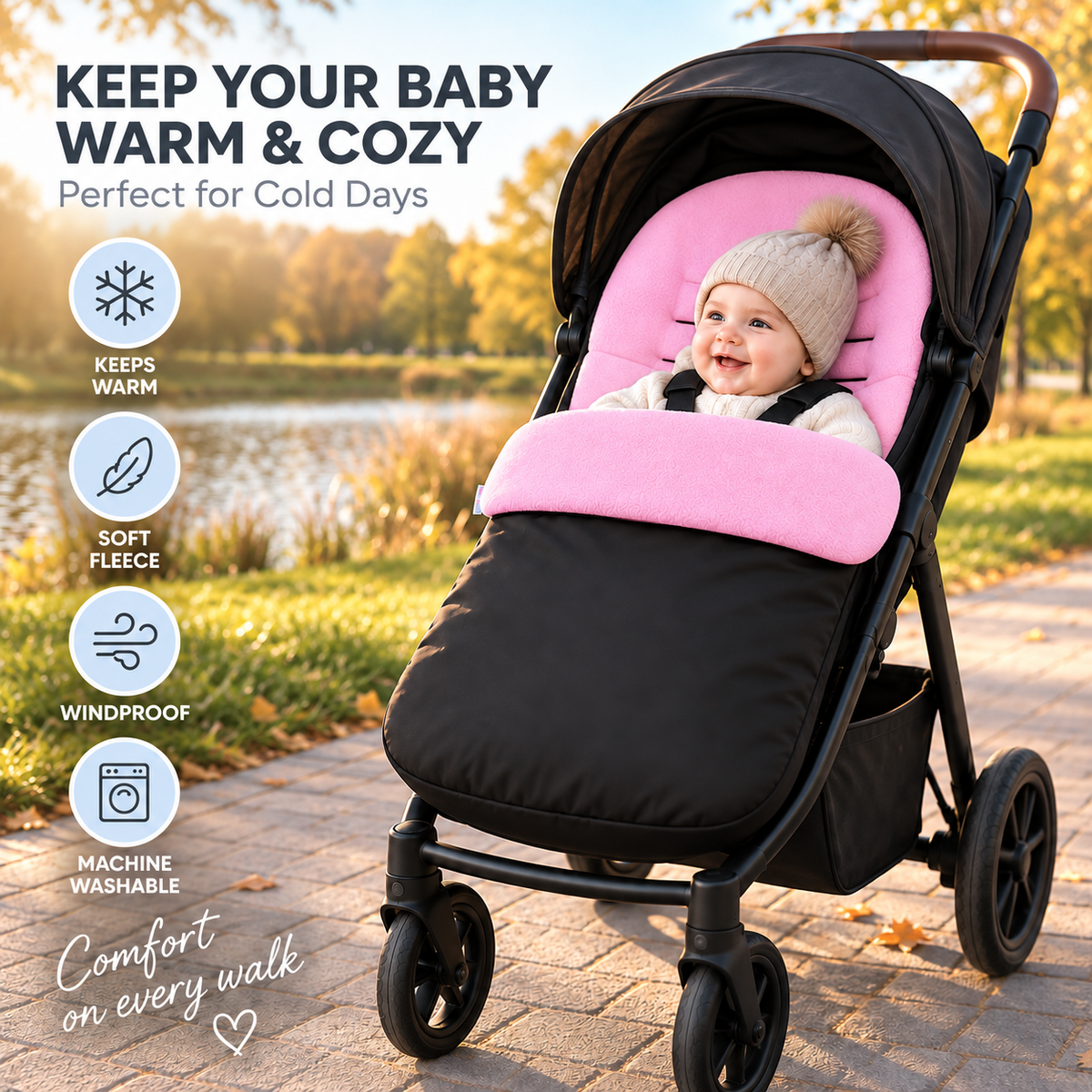 Universal Footmuff Black/ Dark Pink