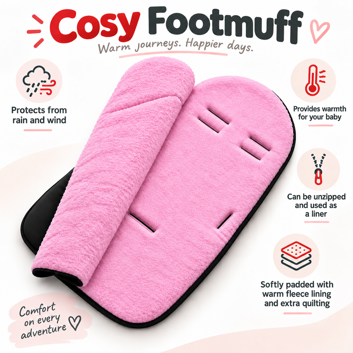 Universal Footmuff Black/ Dark Pink