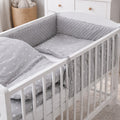 Baby 3Pc Dimple Bedding Set Pillowcase Duvet cover Bumper Fit Cotbed 140x70cm Dimple Grey/ Small White Stars On Grey