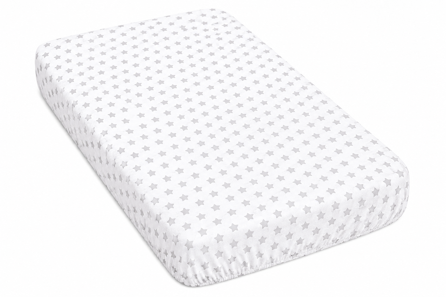 Baby Fitted Cot Sheet Printed Design 100% Cotton Mattress 120X60 cm Small Grey Stars On White - MyHappy Baby