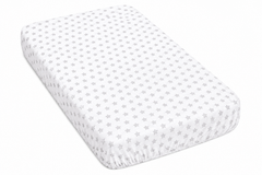 Baby Fitted Cot Sheet Printed Design 100% Cotton Mattress 120X60 cm Small Grey Stars On White - MyHappy Baby