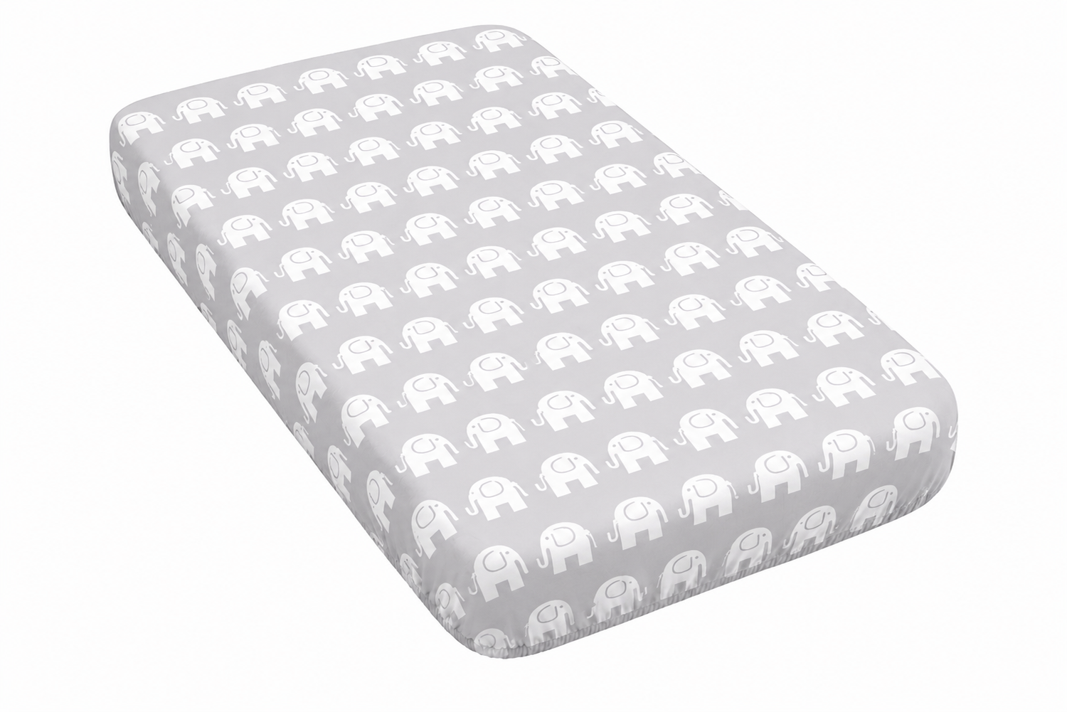 Baby Fitted Cot Sheet Printed Design 100% Cotton Mattress 120X60 cm Elephants Grey - MyHappy Baby