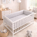 Baby Bedding Set 6pc All-round Bumper Fit Cot 120x60cm 100% Cotton Elephants Grey