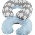 Baby Feeding Pregnancy Pillow Cover Newborn Nursing Dimple Blue/ Elephants grey