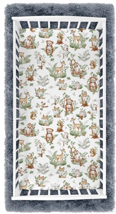 Baby Fitted Sheet 100% Cotton Mattress Toddler Bed 140x70cm Animals in the Forest