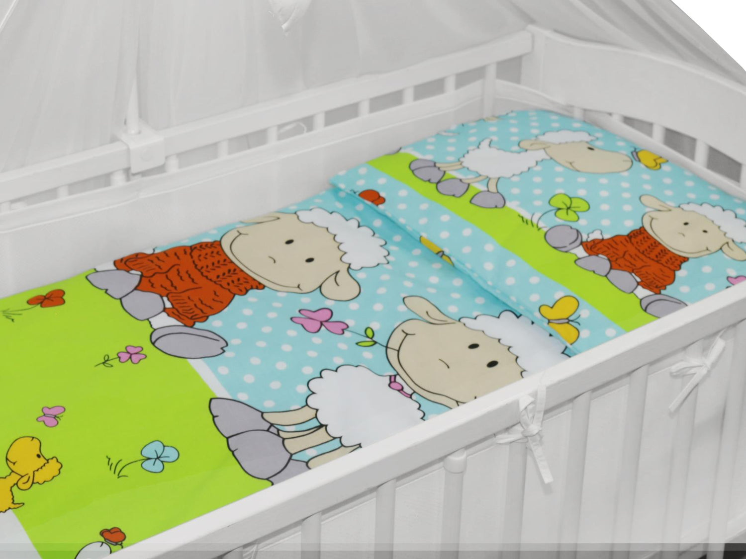 Baby Cot Bedding Set 9pc Fit Cot Bed 140x70cm Sheep Turquiose