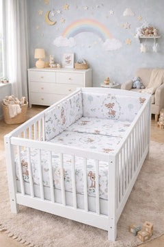 3Pc Baby Bedding Set Bumper Pillow Duvet Fit Cot 120x60cm Fairy-Tale Forest - MyHappy Baby