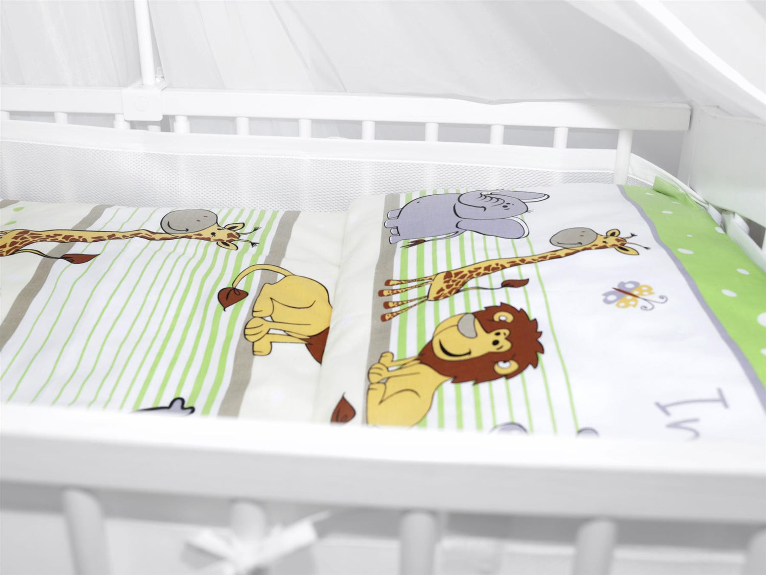 Baby Cot Bedding Set 9pc Fit Cot 120x60cm Safari Green