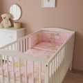 Baby Bedding 6Pc Cotton Set Pillow Duvet Bumper Cot 120x60 - Ladder Pink