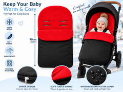 Universal Baby Footmuff for Pushchair & Stroller Warm Fleece Lining, Water-Resistant, 2-in-1 Cosy Toes - MyHappy Baby