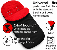Universal Baby Footmuff for Pushchair & Stroller Warm Fleece Lining, Water-Resistant, 2-in-1 Cosy Toes - MyHappy Baby