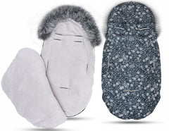 Universal Footmuff Husky Babymam Snowflake/ Grey - MyHappy Baby