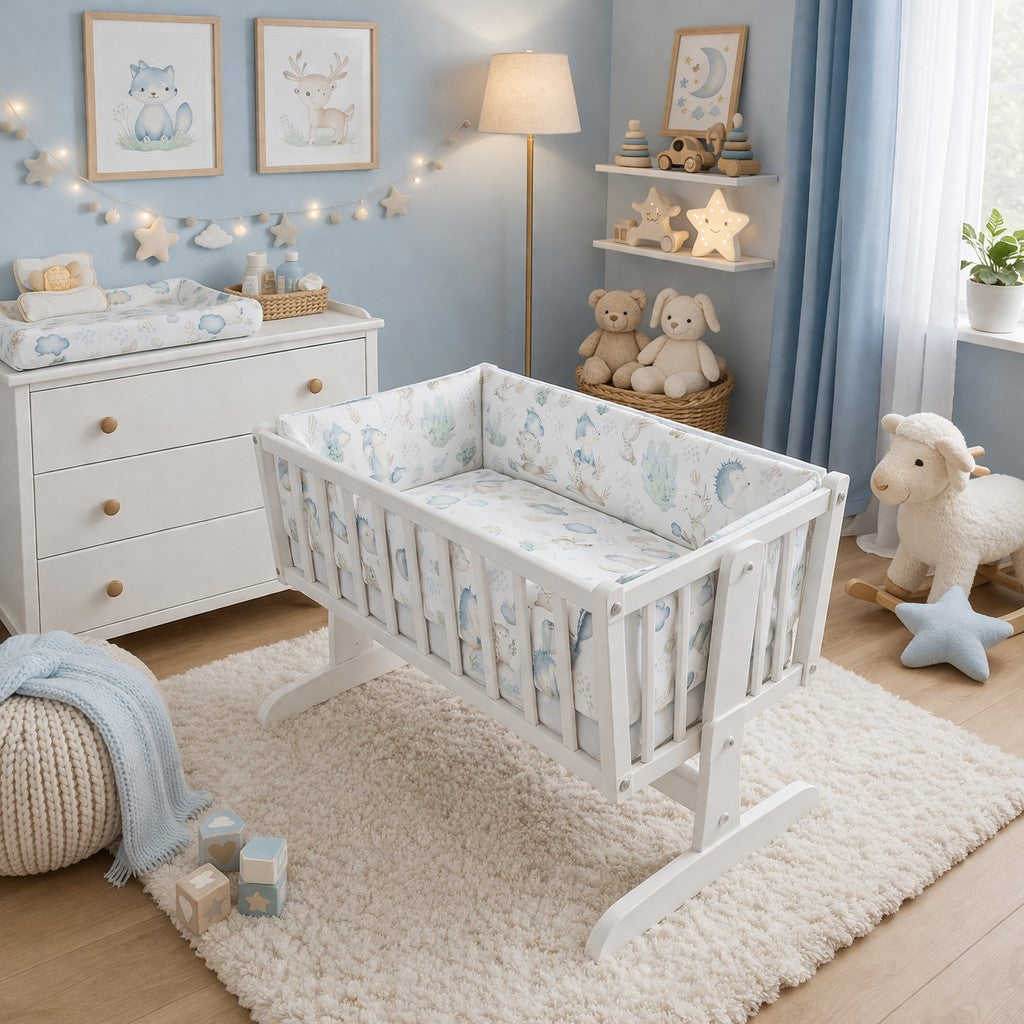 Baby Bedding Set 6pc fit Crib 70x80cm Bumper 260cm Cotton Wolf in the forest