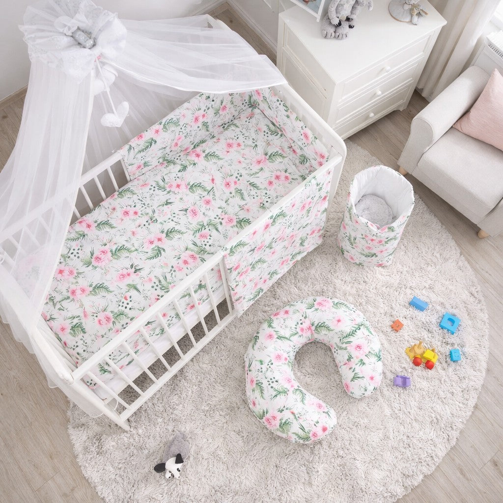 14Pc Garden Flowers Baby Nursery Bedding Set Bumper Pillow Duvet Fit Ctbed 140x70cm