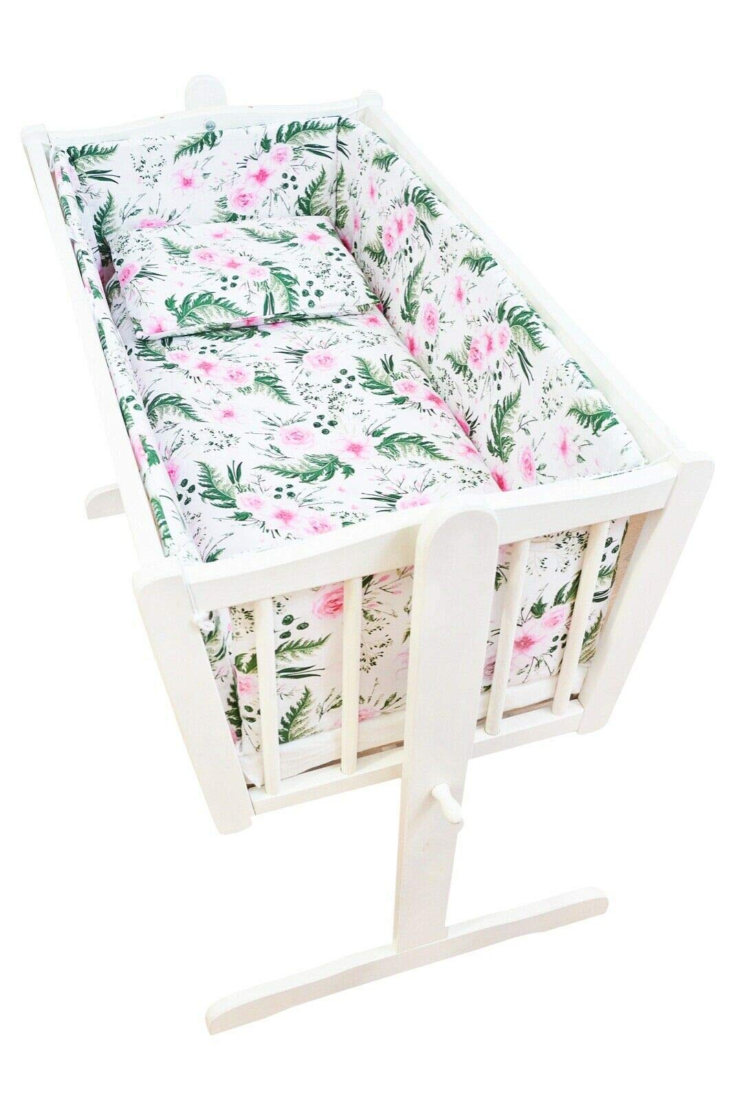 Baby Bedding Set 6pc 70x80cm Fit Crib Bumper Pillow Duvet Sheet Garden Flowers