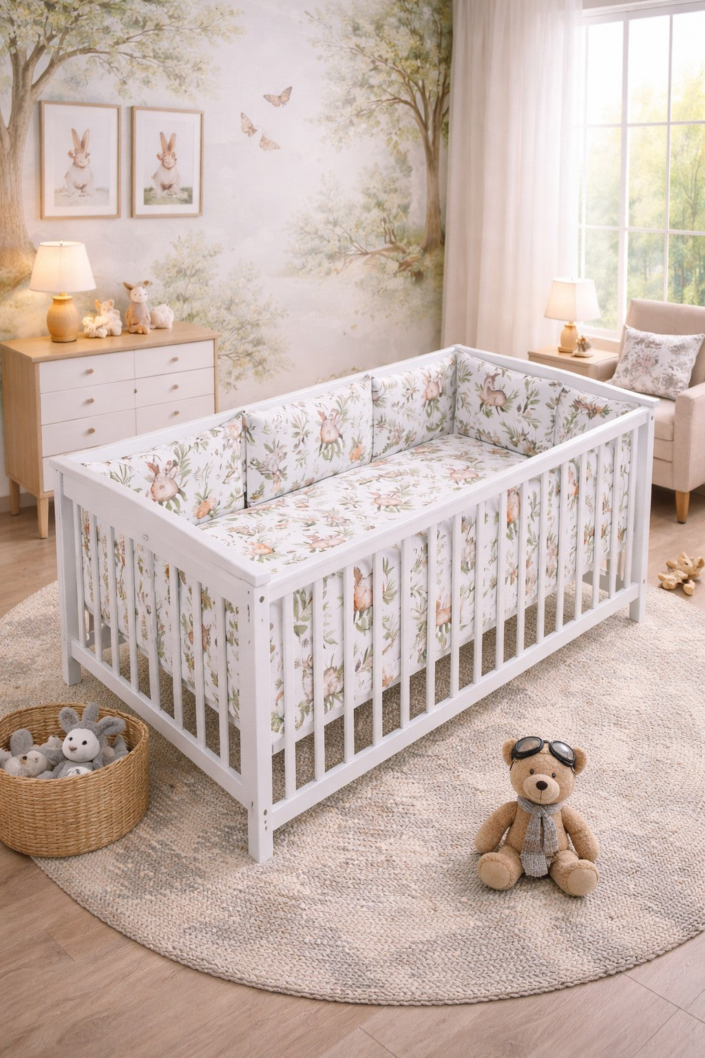 6Pc Baby Bedding Set Bumper ALL-ROUND Pillow Duvet Fit Cot 120x60cm Green Glade