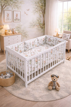 6Pc Baby Bedding Set Bumper ALL-ROUND Pillow Duvet Fit Cot 120x60cm Green Glade - MyHappy Baby