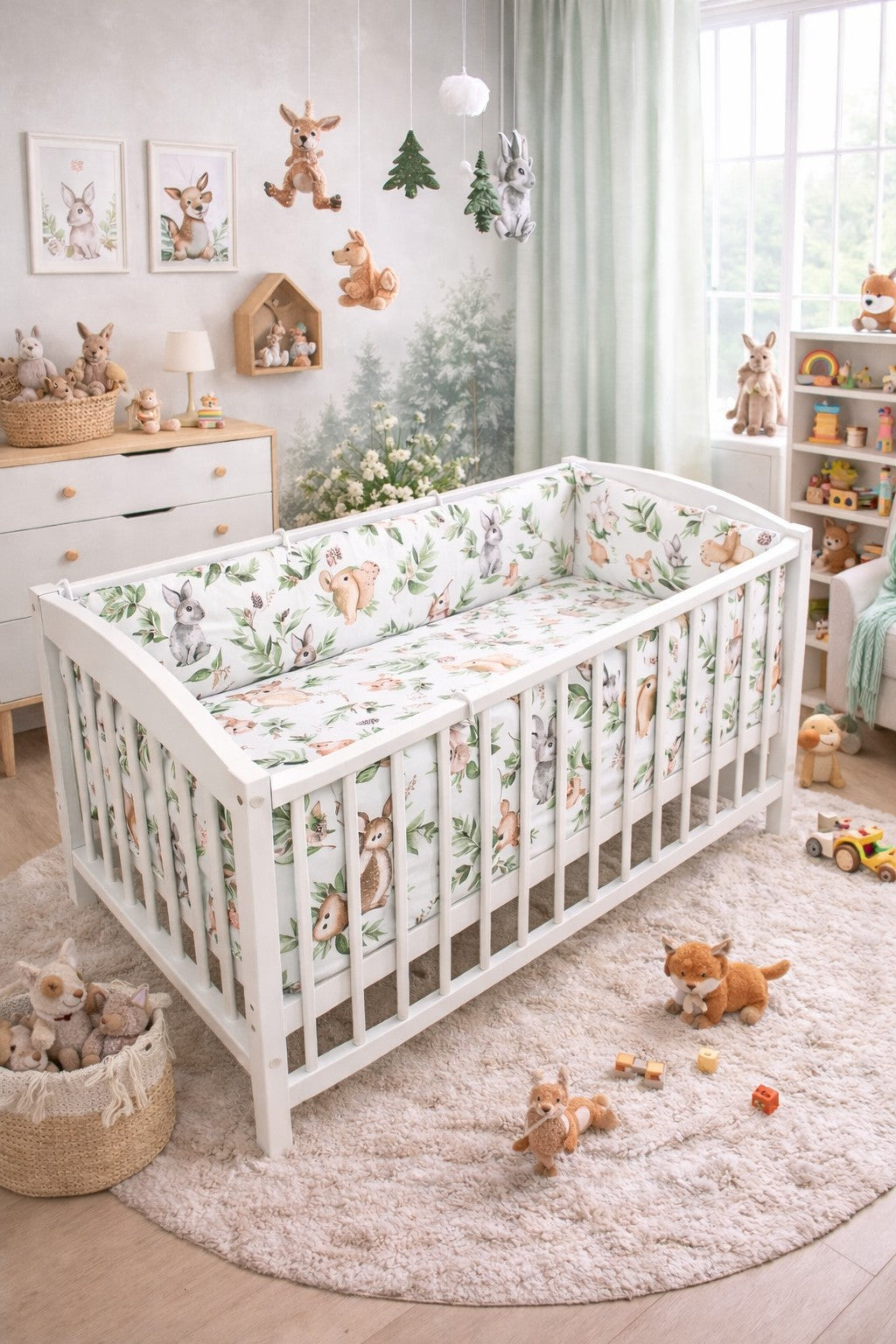 Baby Bedding Set 3pc All-round Fit Cot bed 140x70cm Green Glade