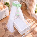 Baby Crib Canopy Mosquito Net with Holder, Decorative Bow & Hanging Hearts – Green