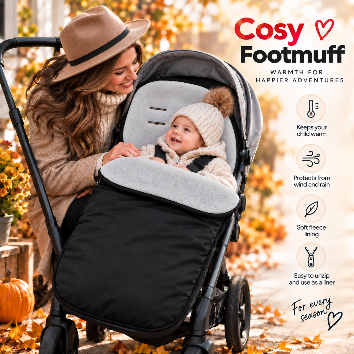 Universal Footmuff Black/ Grey