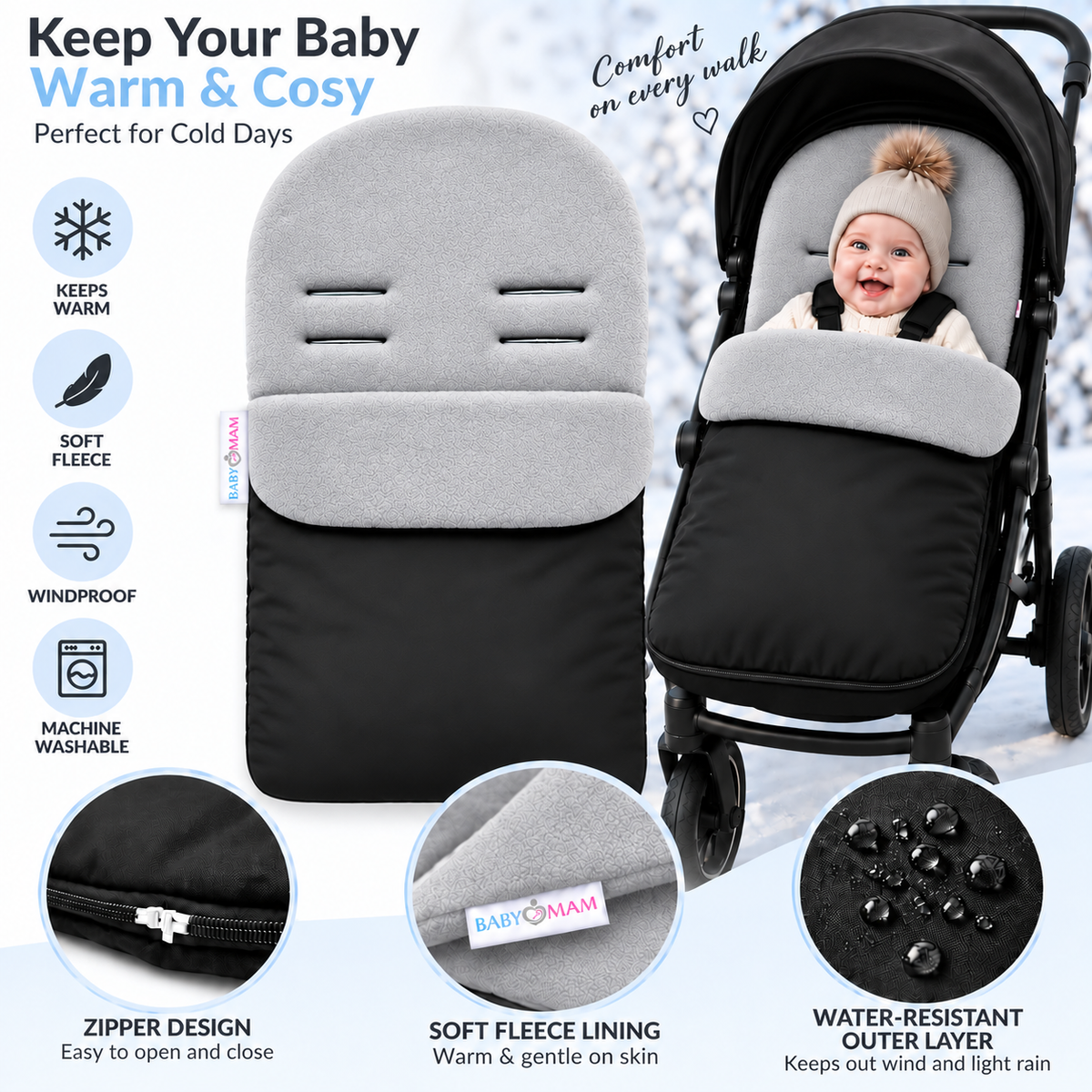 Universal Footmuff Black/ Grey