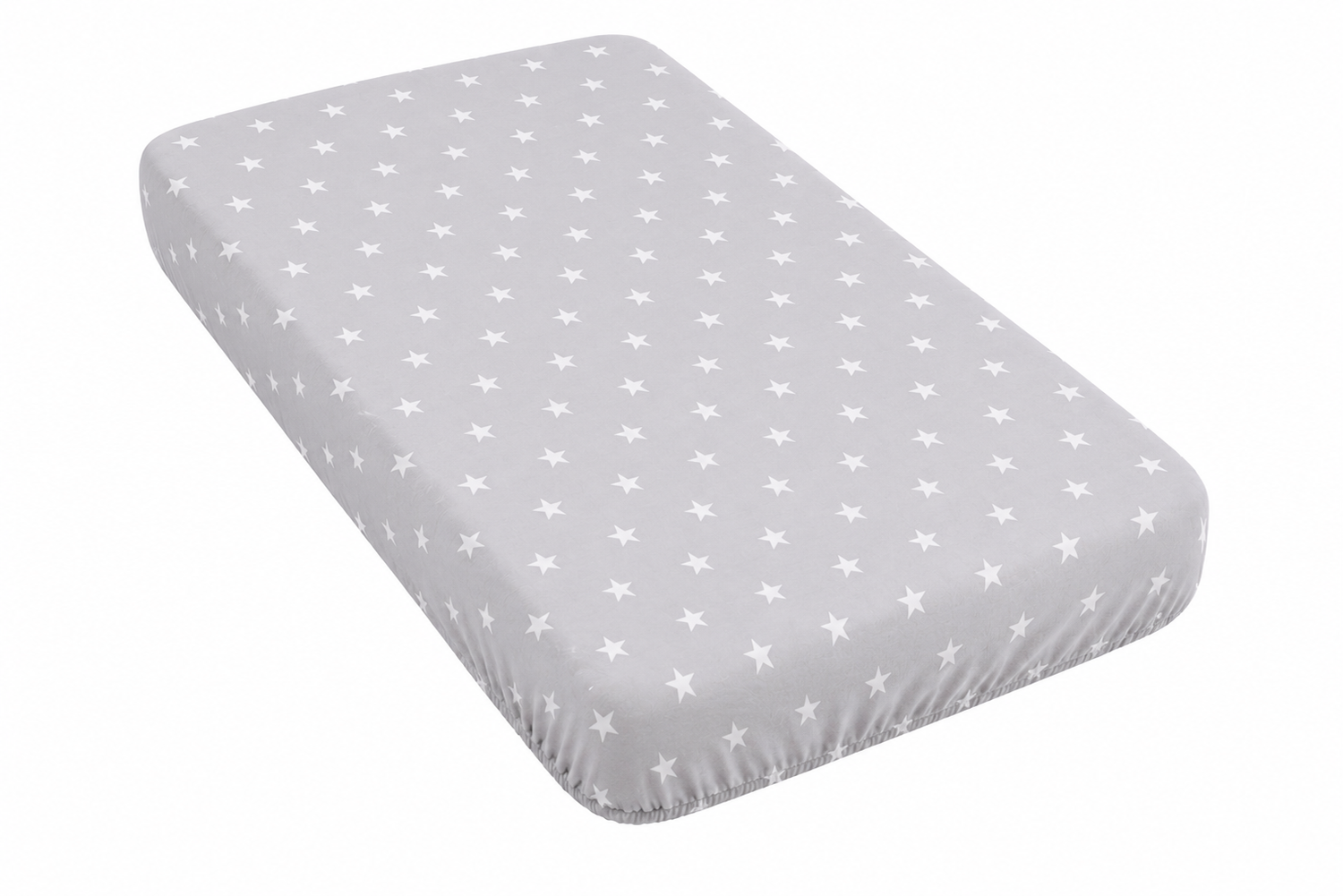 Baby Fitted Cot Sheet Printed Design 100% Cotton Mattress 120X60 cm Small White Stars On Grey - MyHappy Baby
