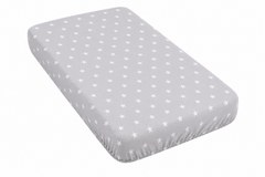 Baby Fitted Cot Sheet Printed Design 100% Cotton Mattress 120X60 cm Small White Stars On Grey - MyHappy Baby